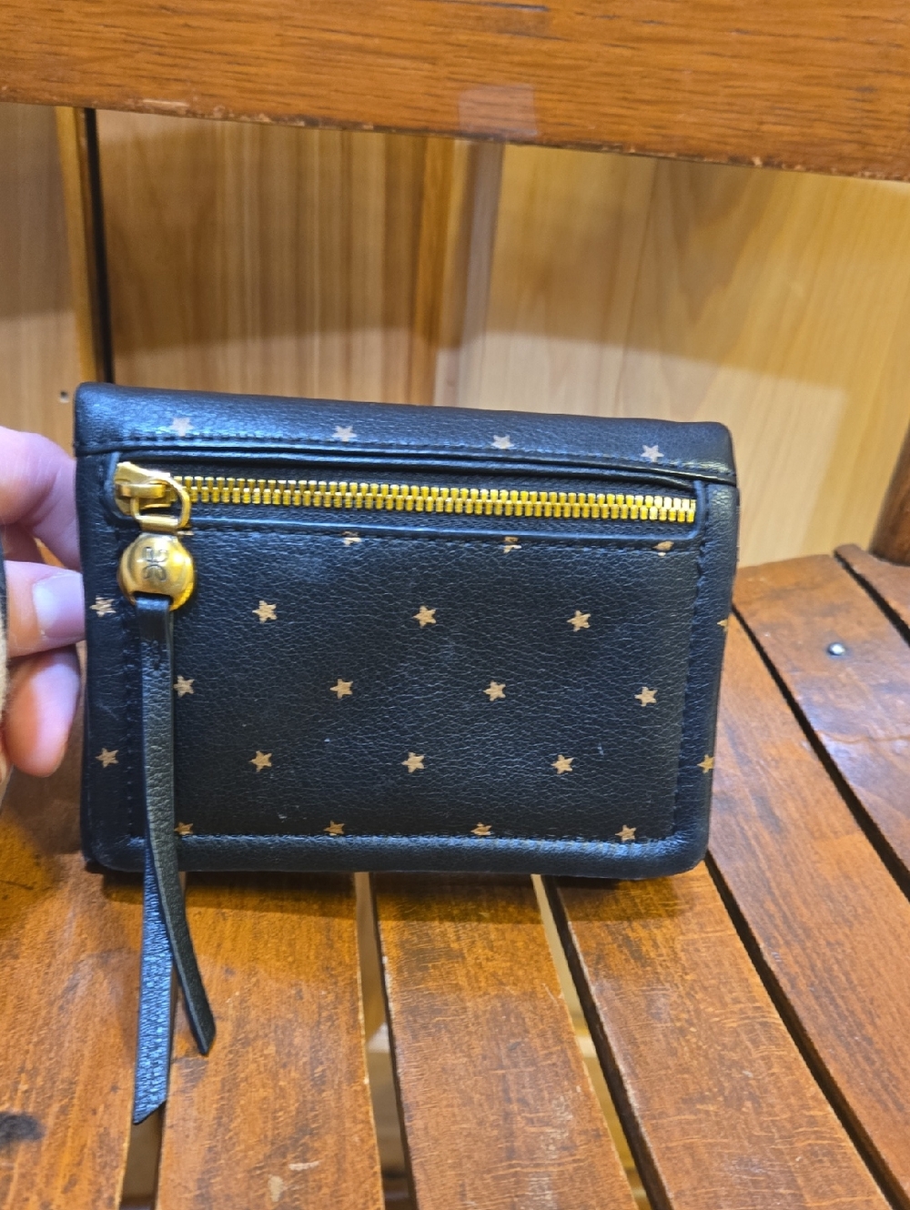 Hobo Black And Gold Star Medium Wallet